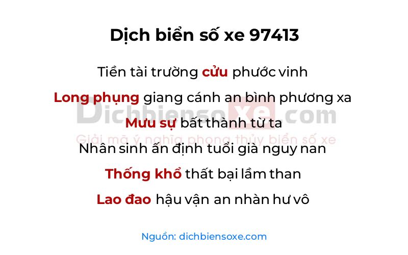Dịch thơ biển số 97413