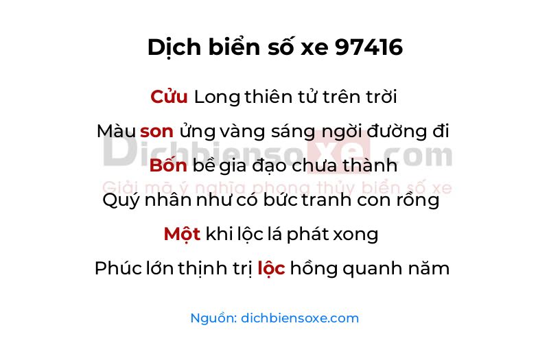 Dịch thơ biển số 97416
