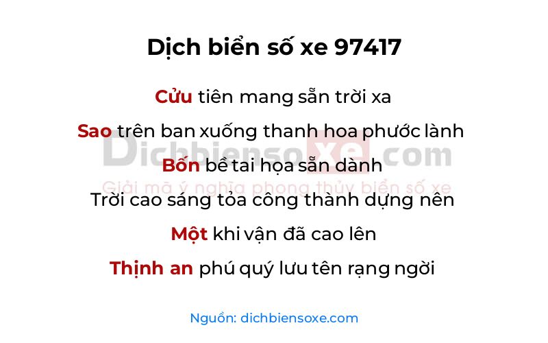 Dịch thơ biển số 97417