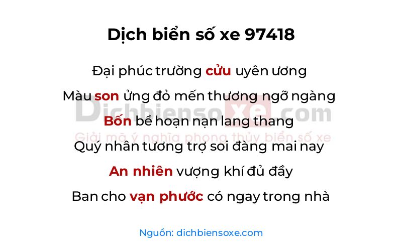 Dịch thơ biển số 97418