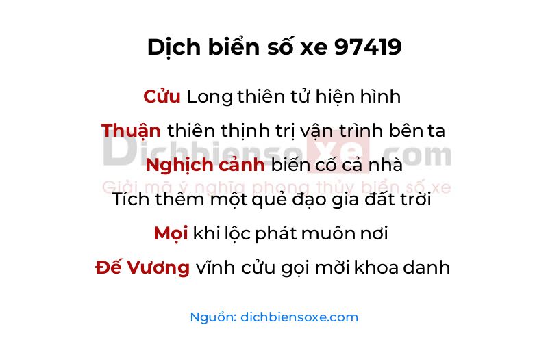 Dịch thơ biển số 97419