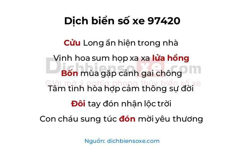 Dịch thơ biển số 97420