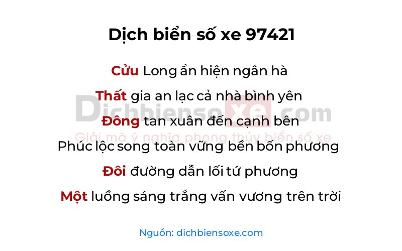 Dịch thơ biển số 97421