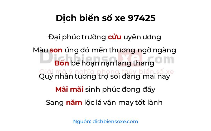 Dịch thơ biển số 97425