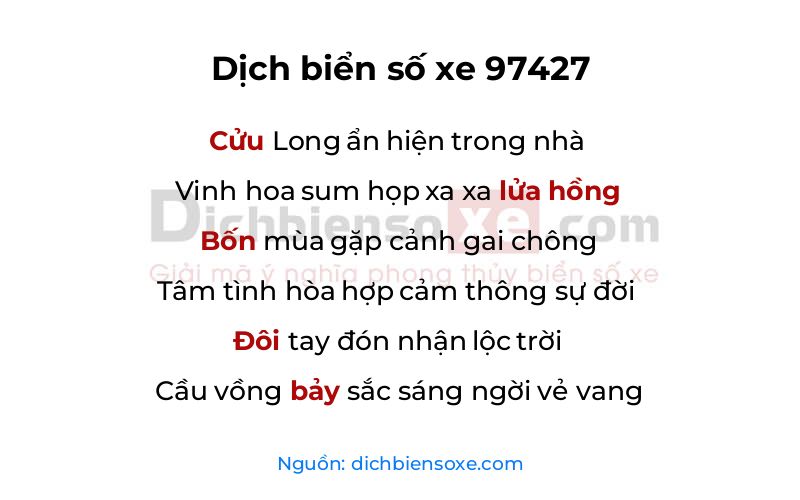 Dịch thơ biển số 97427