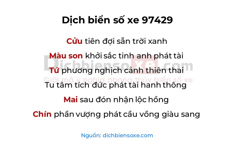 Dịch thơ biển số 97429