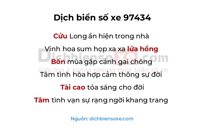 Dịch thơ biển số 97434