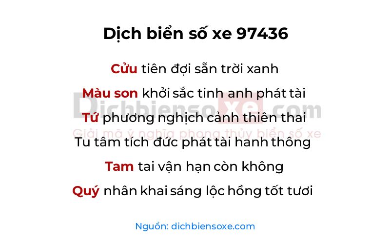 Dịch thơ biển số 97436