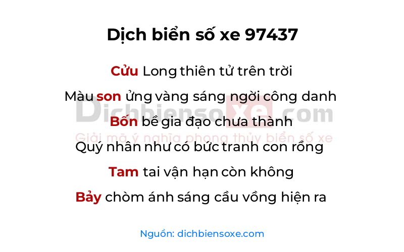 Dịch thơ biển số 97437