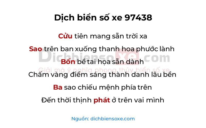 Dịch thơ biển số 97438