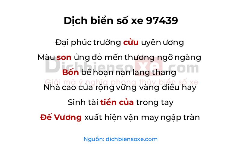 Dịch thơ biển số 97439
