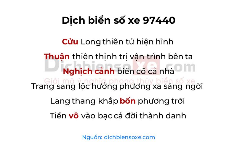 Dịch thơ biển số 97440