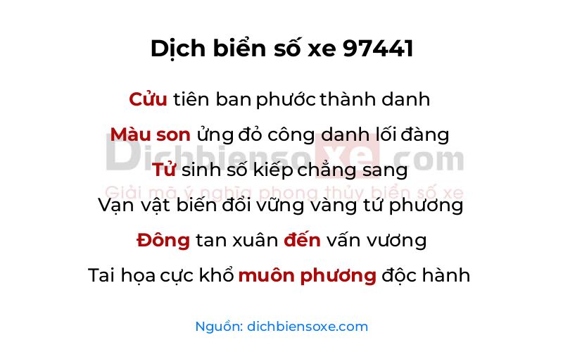 Dịch thơ biển số 97441