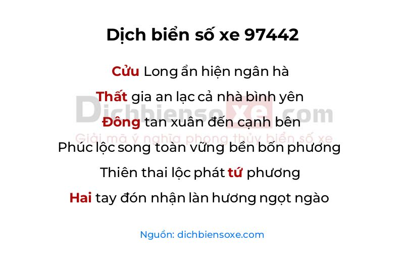 Dịch thơ biển số 97442