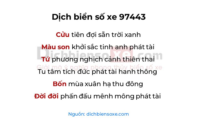 Dịch thơ biển số 97443