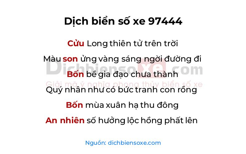 Dịch thơ biển số 97444