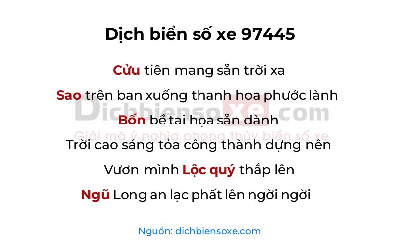 Dịch thơ biển số 97445