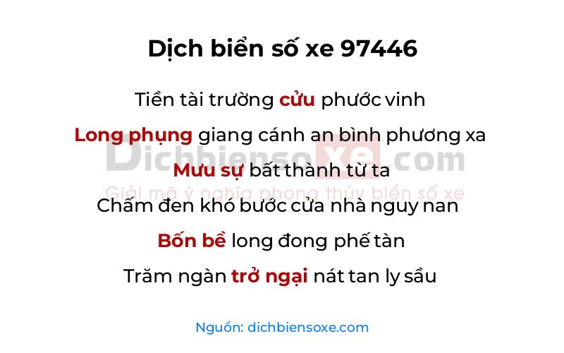 Dịch thơ biển số 97446