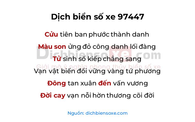Dịch thơ biển số 97447