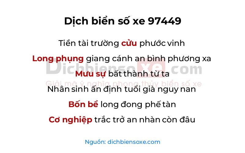 Dịch thơ biển số 97449