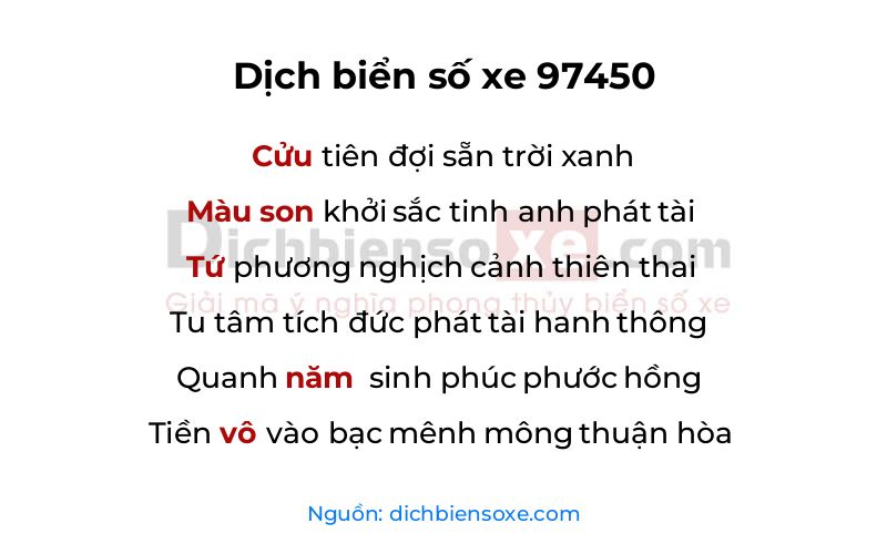 Dịch thơ biển số 97450