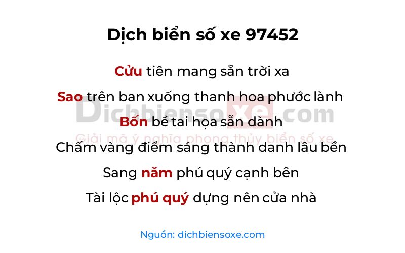 Dịch thơ biển số 97452