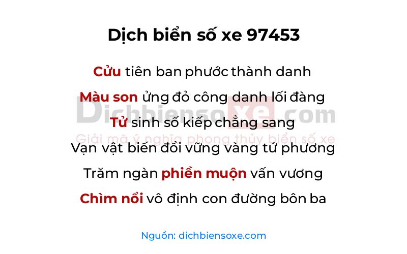 Dịch thơ biển số 97453