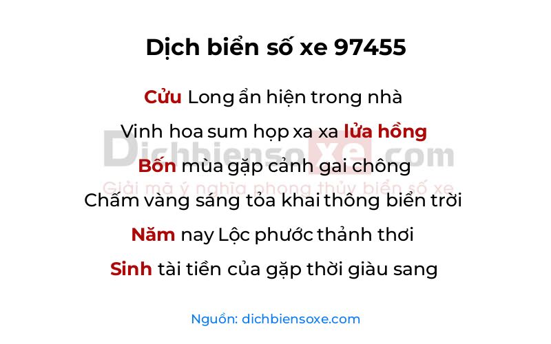 Dịch thơ biển số 97455