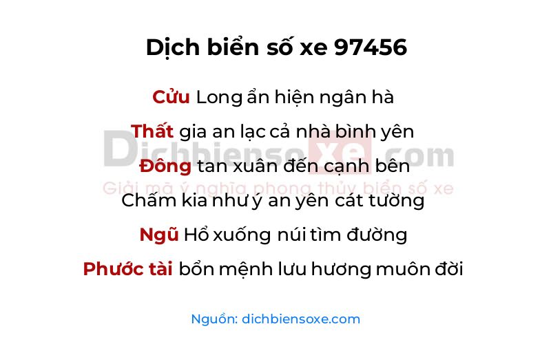 Dịch thơ biển số 97456