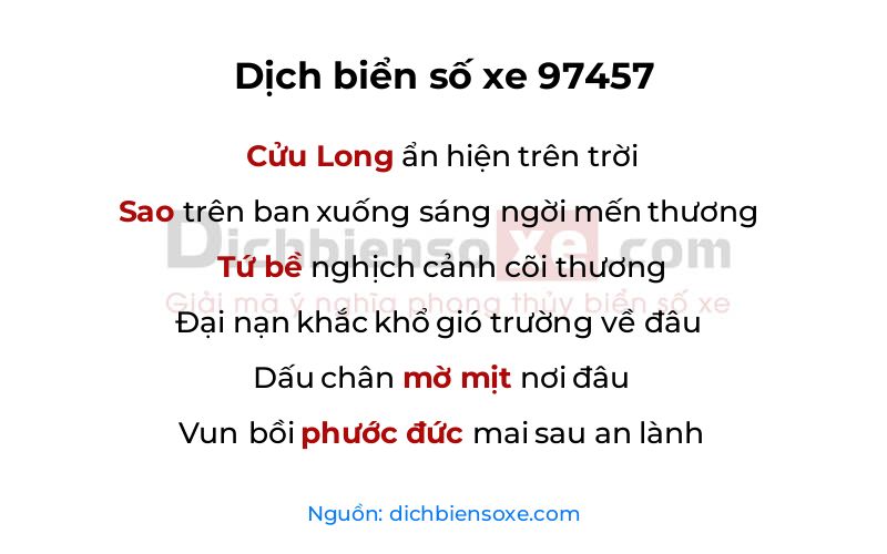 Dịch thơ biển số 97457