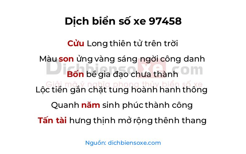 Dịch thơ biển số 97458