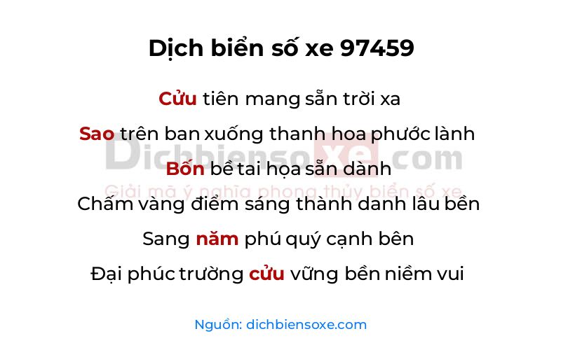 Dịch thơ biển số 97459
