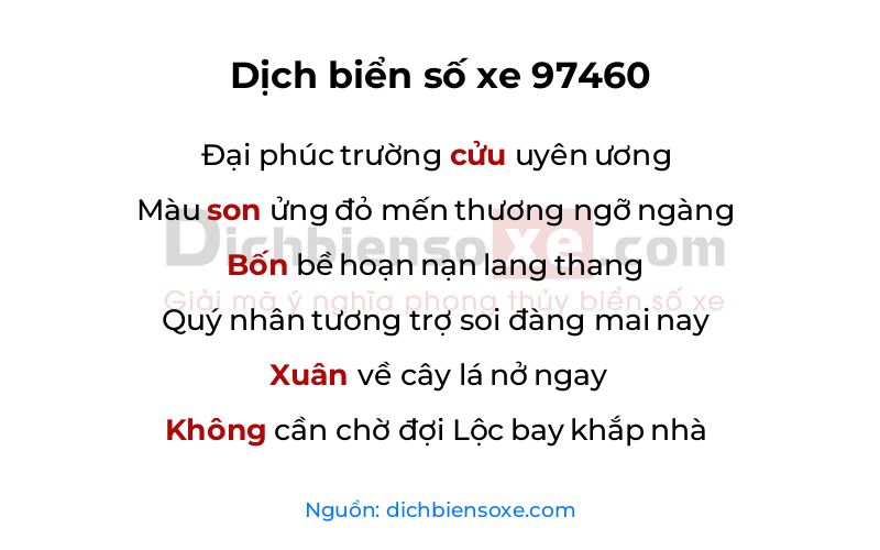 Dịch thơ biển số 97460