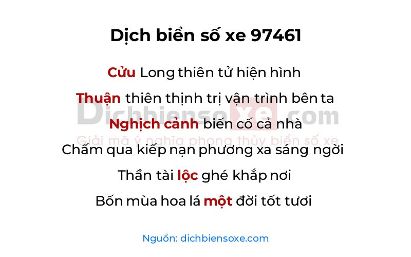 Dịch thơ biển số 97461