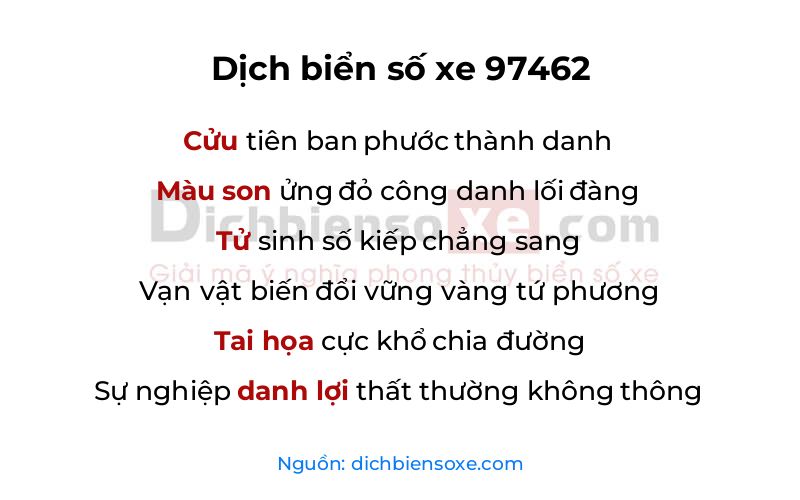 Dịch thơ biển số 97462