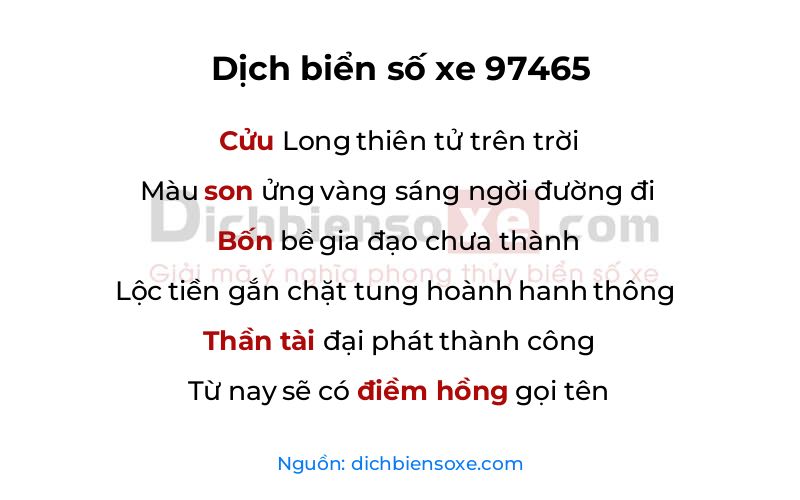 Dịch thơ biển số 97465