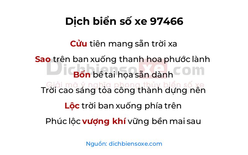 Dịch thơ biển số 97466