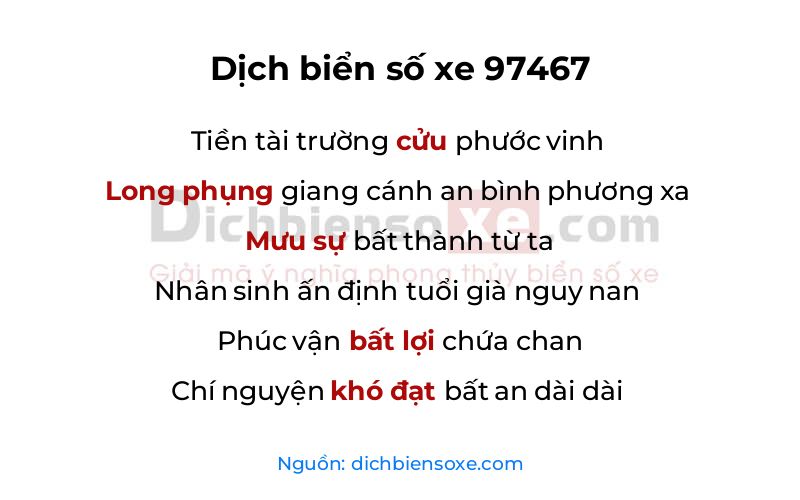 Dịch thơ biển số 97467