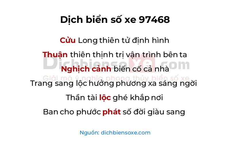 Dịch thơ biển số 97468