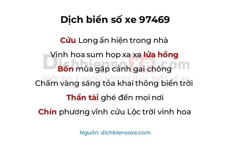 Dịch thơ biển số 97469