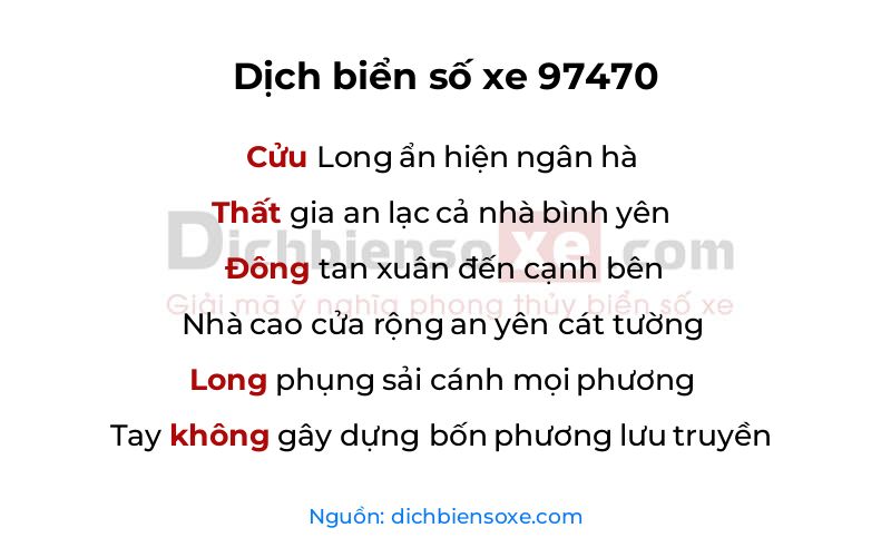 Dịch thơ biển số 97470