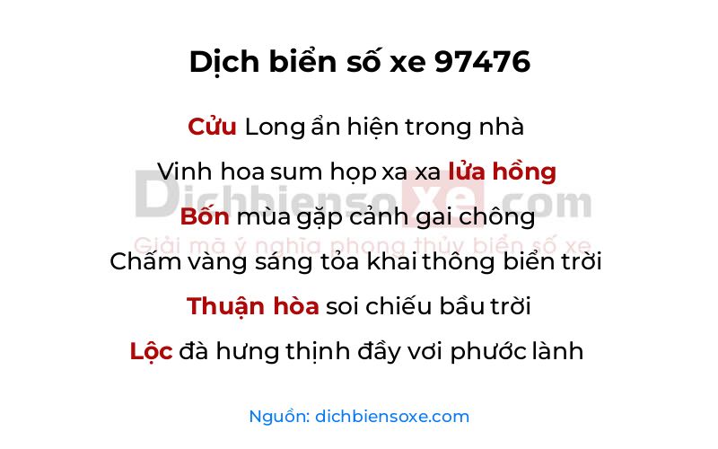 Dịch thơ biển số 97476