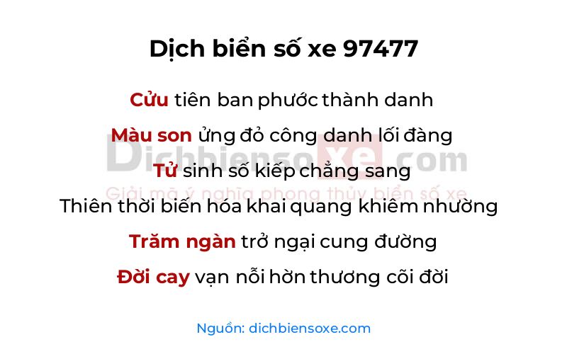 Dịch thơ biển số 97477
