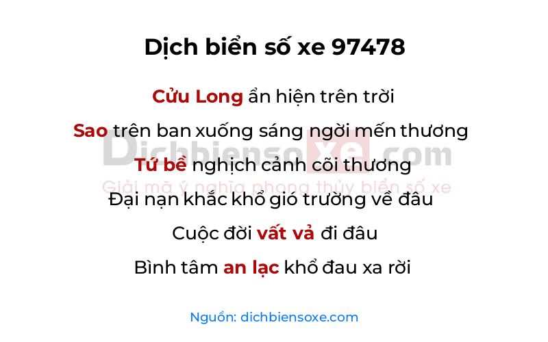 Dịch thơ biển số 97478