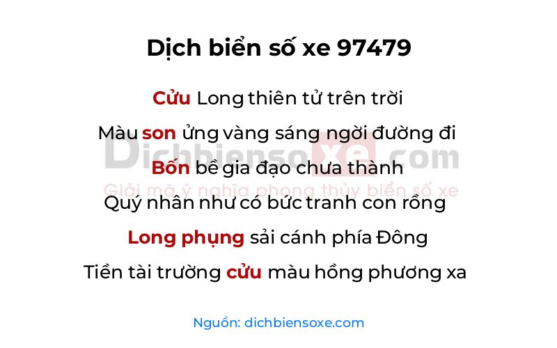 Dịch thơ biển số 97479