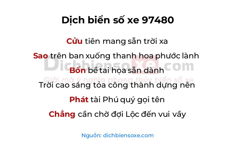Dịch thơ biển số 97480