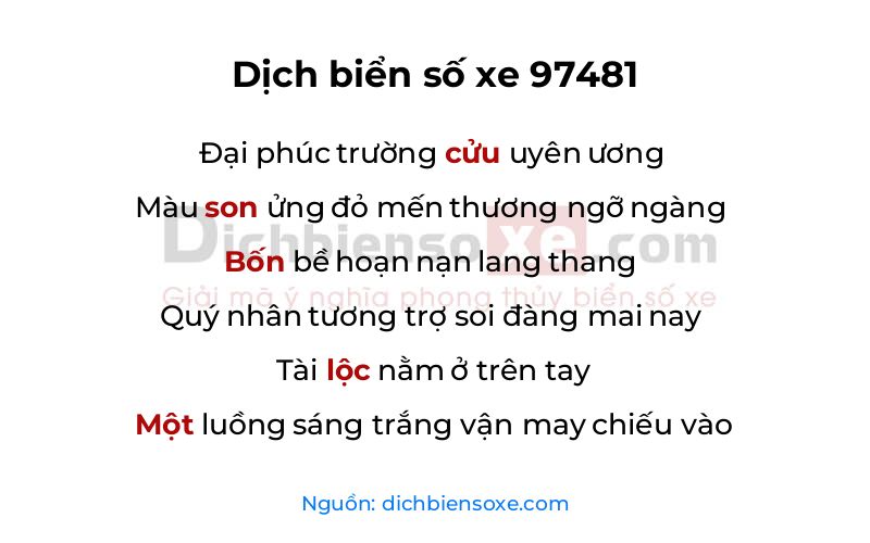 Dịch thơ biển số 97481