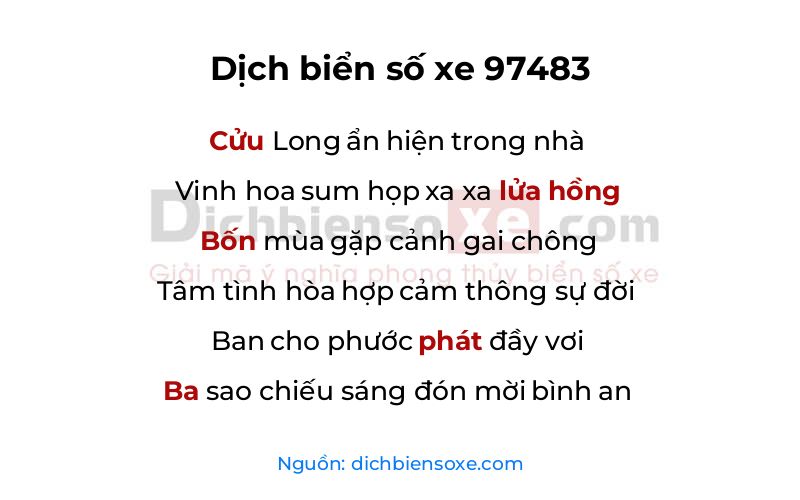 Dịch thơ biển số 97483
