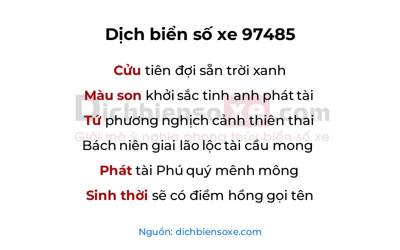 Dịch thơ biển số 97485