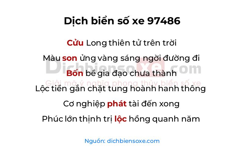 Dịch thơ biển số 97486